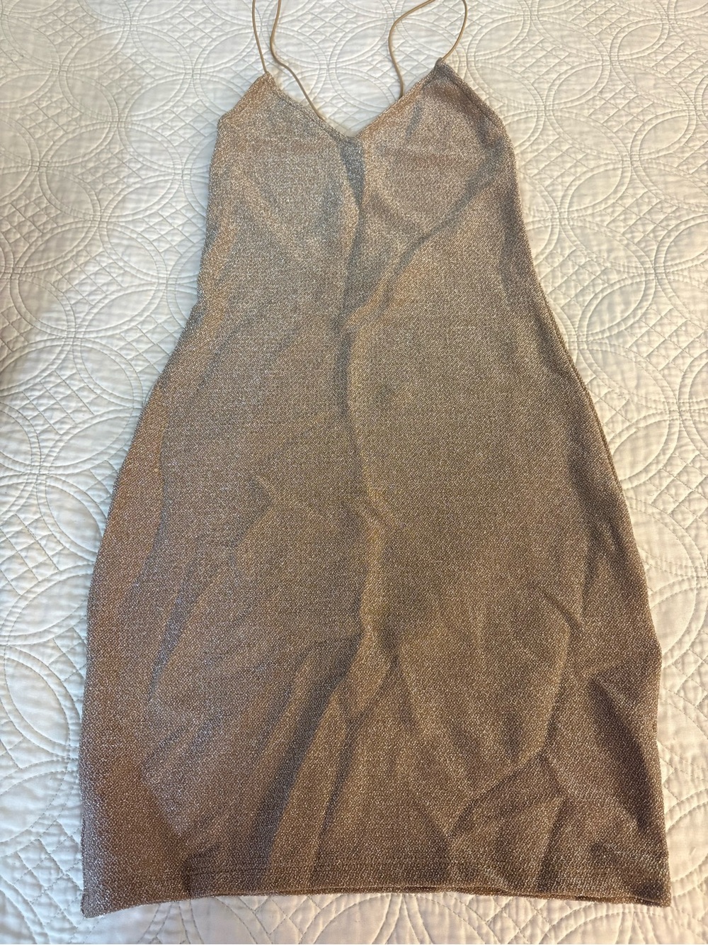 H&M Metallic Slip Mini Dress in Champagne